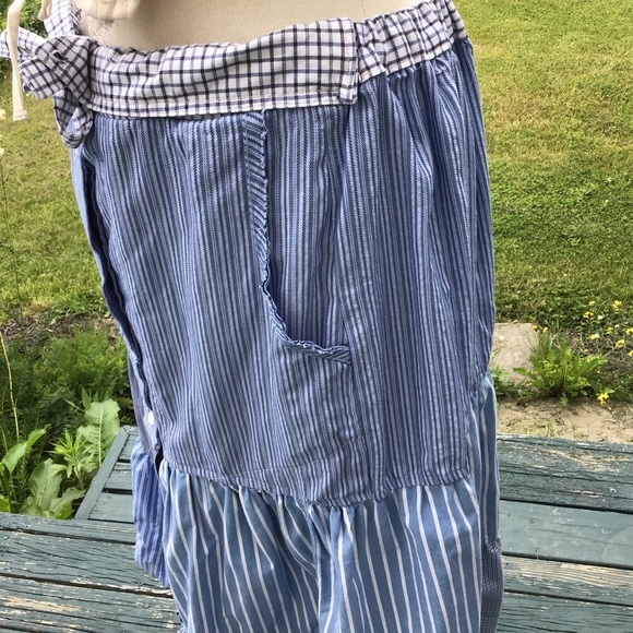 Tiered boho, cottagecore patchwork prairie.  men’s shirt upcycle maxi skirt S-XL - Picture 11 of 13